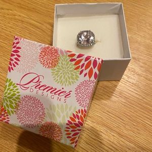 EUC Premier Designs Cushion Cut Halo Ring Size 6